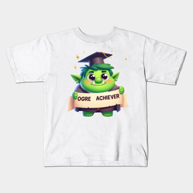 Cute Ogre Achiever Illustration Kids T-Shirt by Dmytro